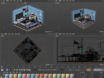 livingroom low poly 3D model 001 3D model