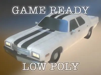 PBR Large American Car low-poly AR VR Low-poly 3D model