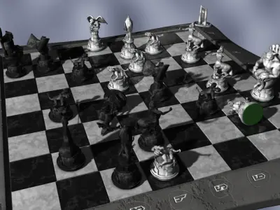 Chess Board Chessboard Gargoyles 3D model