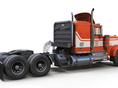 Kenworth W900 custom cab Low-poly 3D model