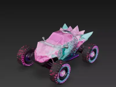 Crystalline Vaporwave Dune Buggy 3D Model Low-poly 3D model