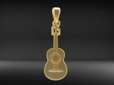 GUITAR MUSIC PENDANT NECKLACE Charm Jewelry 3D print model