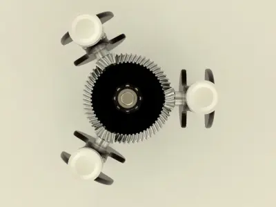 Mototable triangular table with gears 3D model