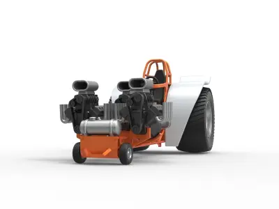 Pulling tractor 3 engines V8 Version 4 Scale 1 to 25 3D print model