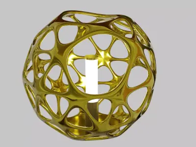 Minimalist Hexagonal Gold Lamp  No Textures Low-poly 3D model