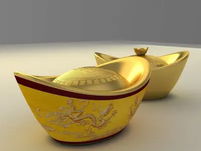 Chinese Gold Ingot  3D model