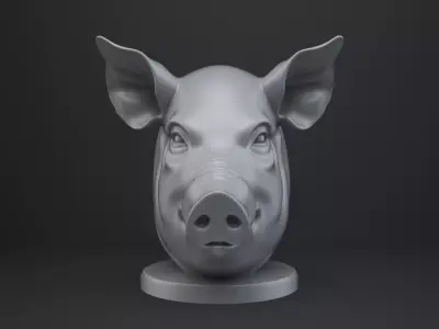 Pig Bust - Animal Figurine 3D print model purchase