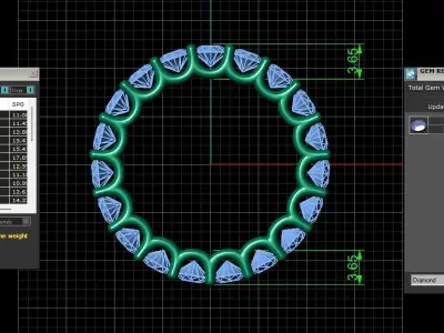 U Shaped Eternity Ring 3 point 5 mm stone size swiss 17 and EU57 3D print model