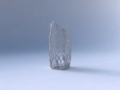 Vase double arc rectangle with twisted organic lattice 3D print model