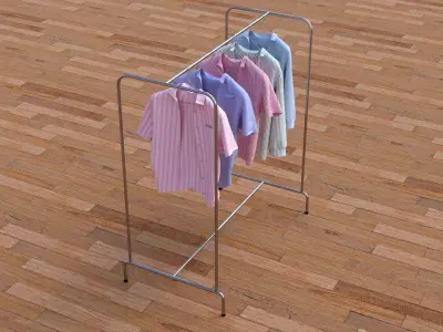 Textured Hanged shirts Rack 3D model
