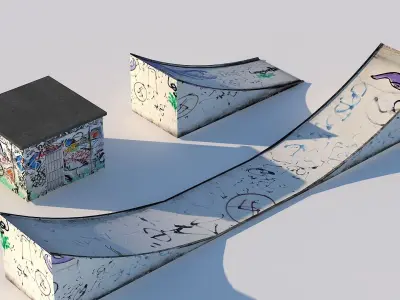 Street Ramp and Stunt Equipment Low-poly 3D model
