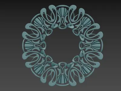 Art Nouveau circle frame 3 3D print model