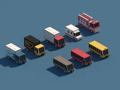 Cartoon Low Poly Cars Package Low-poly 3D model