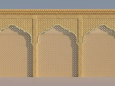 Wall Panel with Mirror Work 3D model