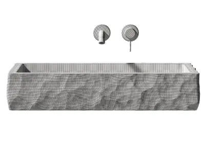 Sink made of natural white marble stone with rough rock edge 3D model