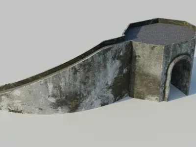 Bridge 3D model concrete wall with arch in it Low-poly 3D model