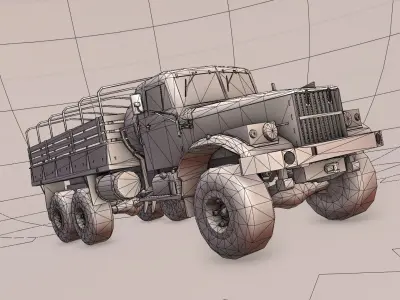 KRAZ Military Truck Low-poly 3D model