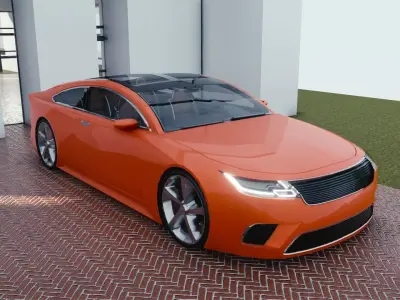 BLENDER EEVEE Brandless Mid Size 2 door coupe Low-poly 3D model