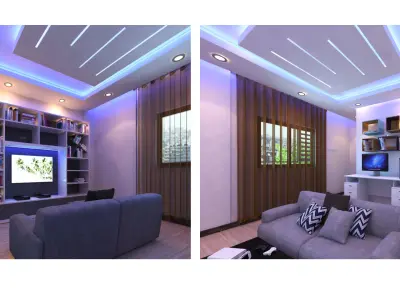 Modern apartment interior  3D Scene  Low-poly 3D model