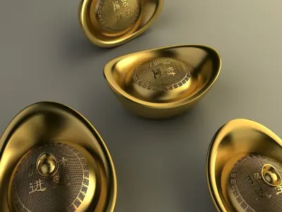 Chinese gold Ingot 3D model