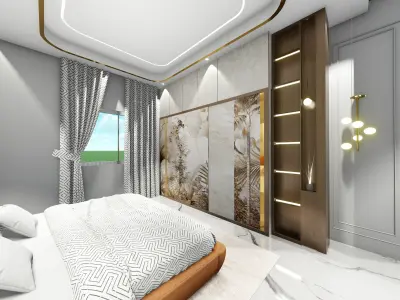 luxury minimal bedroom Free 3D model