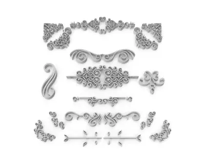 Ornate Swirls 05 Set 3D model