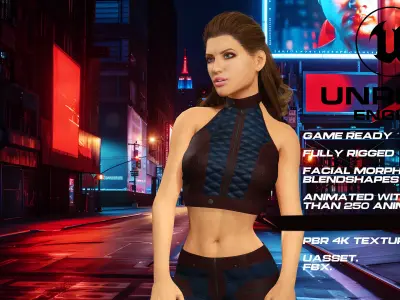 Casual girl full rigged - game ready - animated Low-poly 3D model