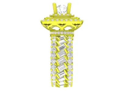 A7166 Luxury Diamond Baguette Fashion Women Ring 3D print model