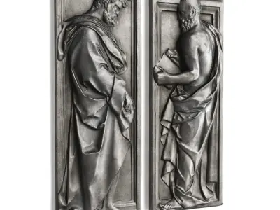 Philosophers relief wall panel 3D model
