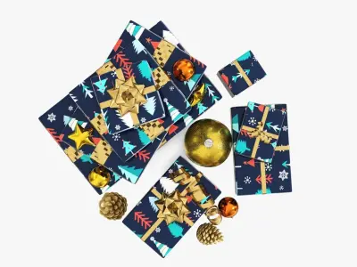 Decorated Christmas gifts 01v2 3D model