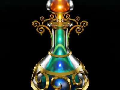 genie lamp magic 3D model 3D model