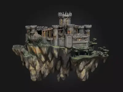 Castle on the Cliff  A Majestic Stronghold Above the Waves 3D model