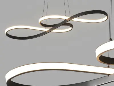 LED Pendant Light 75cm Acrylic Dimmable Low-poly 3D model