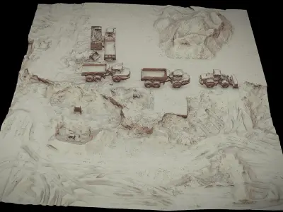 construction-site terrain trucks machinery pt4 dronescan Low-poly 3D model