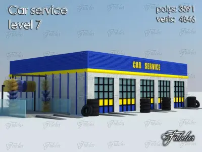 Car service level Low-poly 3D model