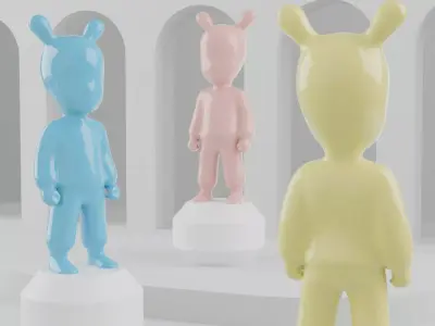 The Guest - porcelain sculpture Low-poly 3D model