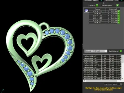 light weight yellow gold  diamond pendent -DOC-P8067 3D print model