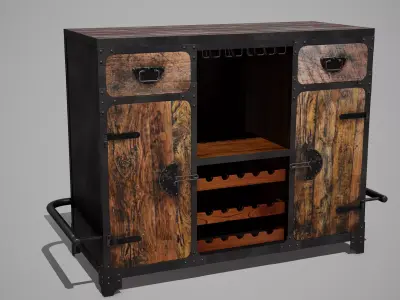 Bar Counter Free low-poly 3D model