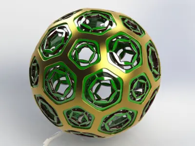 Truncated Icosahedron - Buckyball Low-poly 3D model
