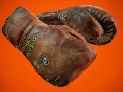 Vintage Boxing Gloves Low-poly 3D model