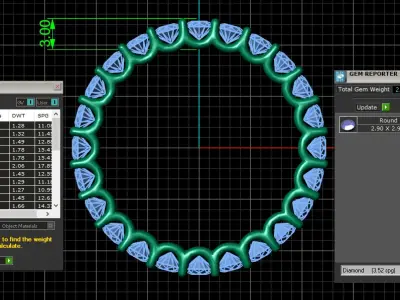 U Shaped Eternity Ring 2 point 9 mm stone size swiss 20 and EU60 3D print model