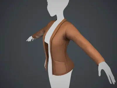 Female Brown Jacket Style 2 Low-poly 3D model