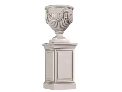 Classic outdoor vase on a pedestal for decorating the facade  3D model