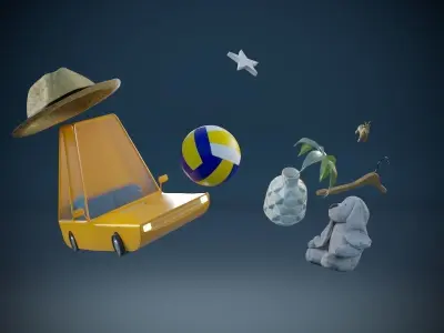 low poly  car  3D model