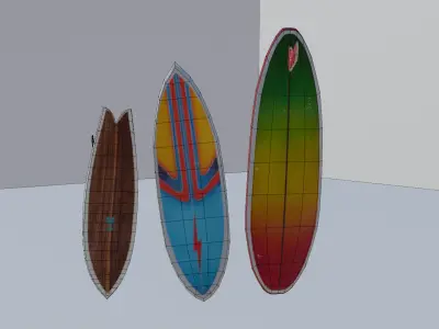 Surfboards model pack Low-poly 3D model