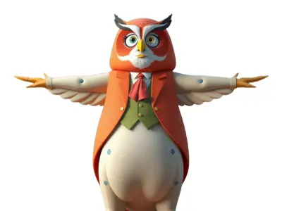 Elegant Owl Character model pack Low-poly 3D model