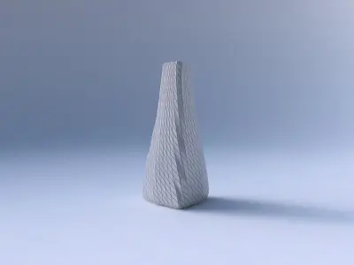 Vase puffy tipped triangle with twisted diagonal grid plates 3D print model