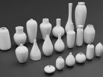 20 Modern Ceramic Flower Vases 3D model