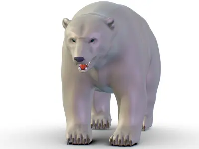 High Poly Model White Polar Bear Low-poly 3D model