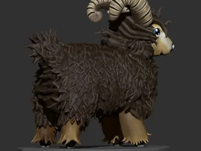 Brown Sheep Concept Sculpture 3D model